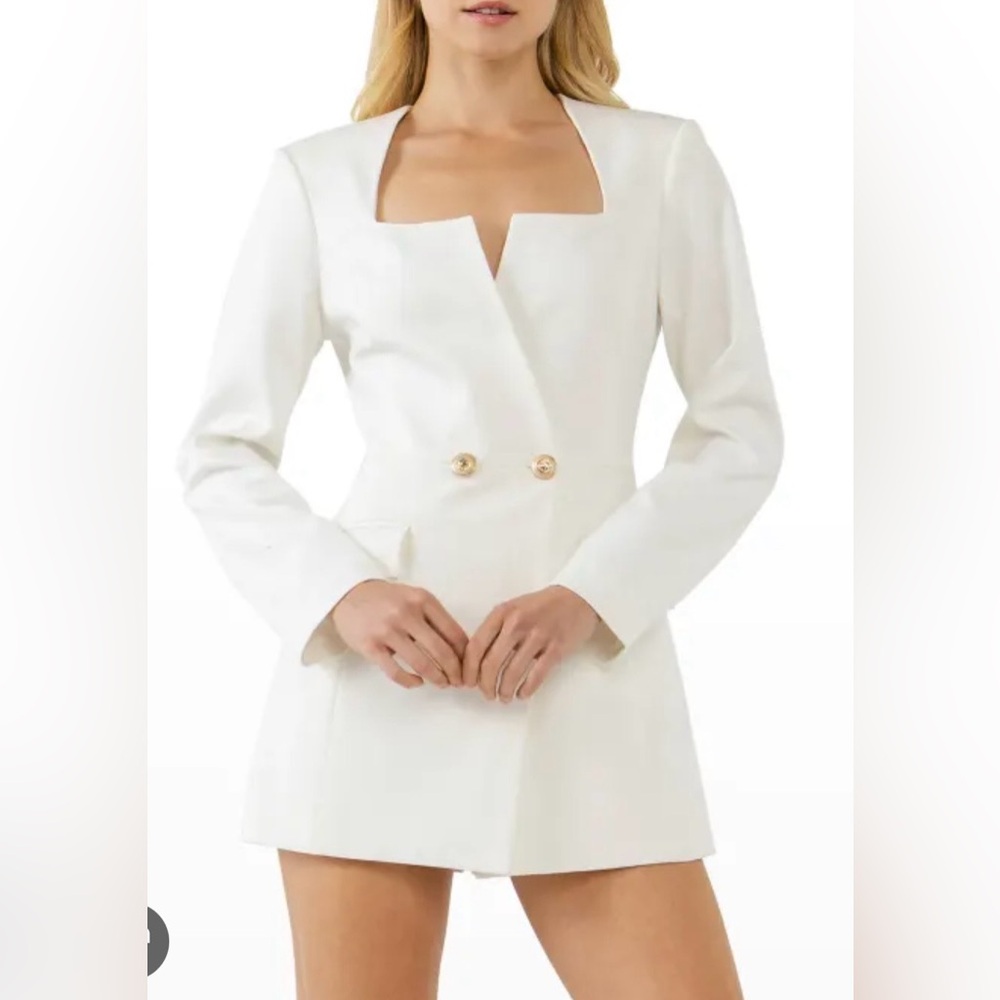 Blazer Romper Outfit with Gold Buttons Size L, Worn Once